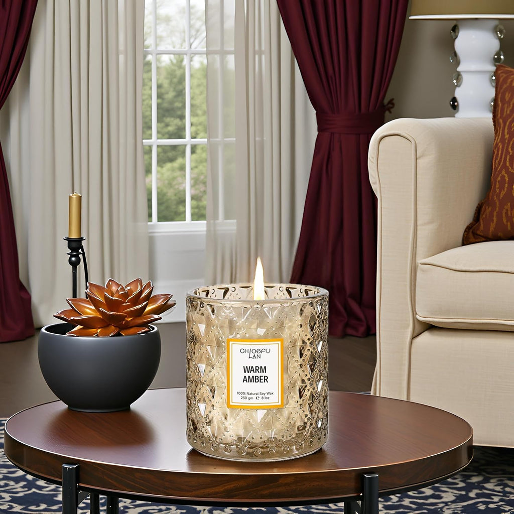 Amber Candles, Luxury Candle Scented, Long Burning Time, Holiday Gifts, All Natural Soy Wax Decorative Candles - Set of 81