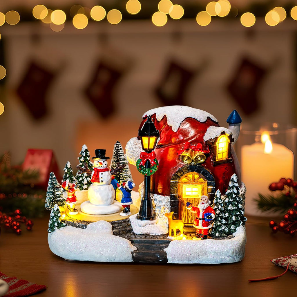 Animated Collection Figurines Musical Christmas Snowman, Santa Claus Village Houses Lighted Christmas Collection