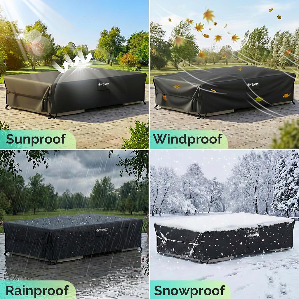 Patio Furniture Cover Waterproof - 420D Heavy Duty Outdoor Furniture Cover with Buckles & Air Vent, Windproof Patio