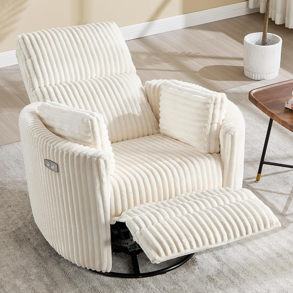 Power Recliner,Nursery Swivel Glider Rocking Chair with USB Port,Upholstered Adult Electric Recliner Rocking Chair