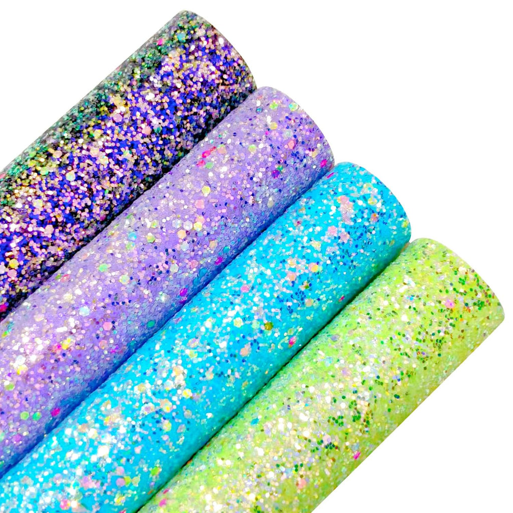 Chameleon Crystal Candy Color Chunky Glitter Fabric Sheets, Multicolor Faux Leather Material for Bows Crafts