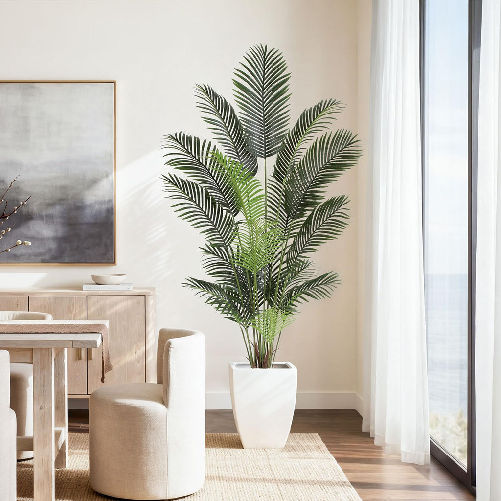 Artificial Tropical Palm Plant - 7 FT Artificial Tree with Pot Decor, Tall Faux Plants for Indoors and Outdoors