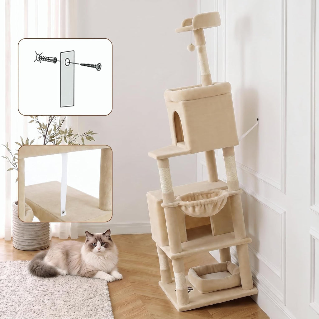 72'' Cat Tree Tower Condo, Heavy Duty with Scratching Posts Indoor