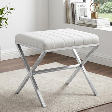 Vanity Stool, Modern PU Leather Ottoman Stool Chair