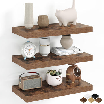 10 Inch Deep Floating Shelves, 20 Inch Long Wall Storage Shelf with Invisible Brackets, 24 x 10 Hanging Wood Shelf