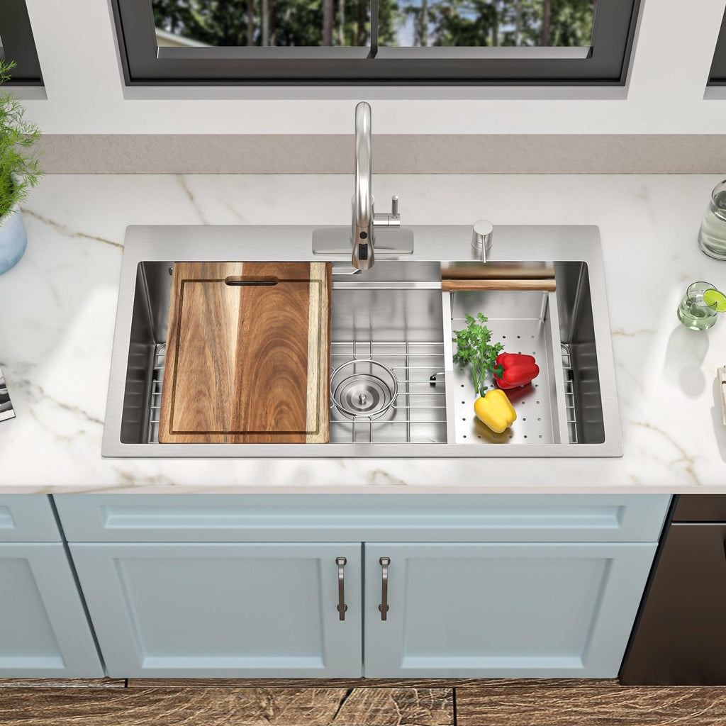33"x19" Drop Sink Dual-Tier Ledge Workstation