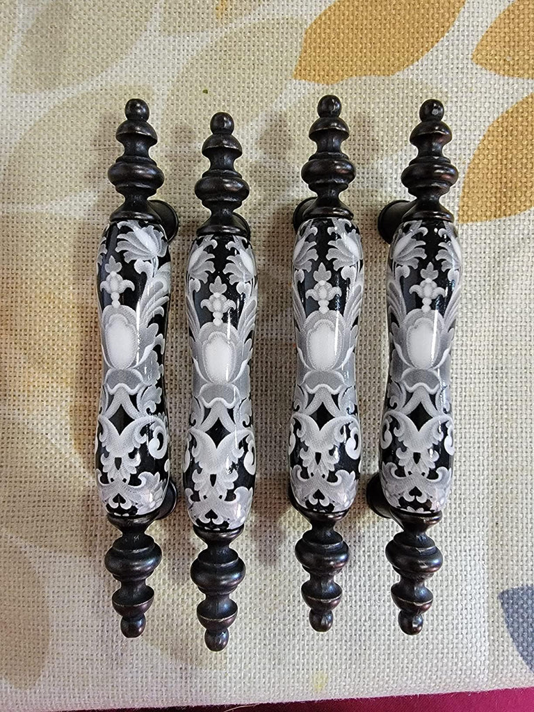 6 Pack Ceramic Drawer Pull Dresser Cabinet Pull Handle (6, 3" hole centers)