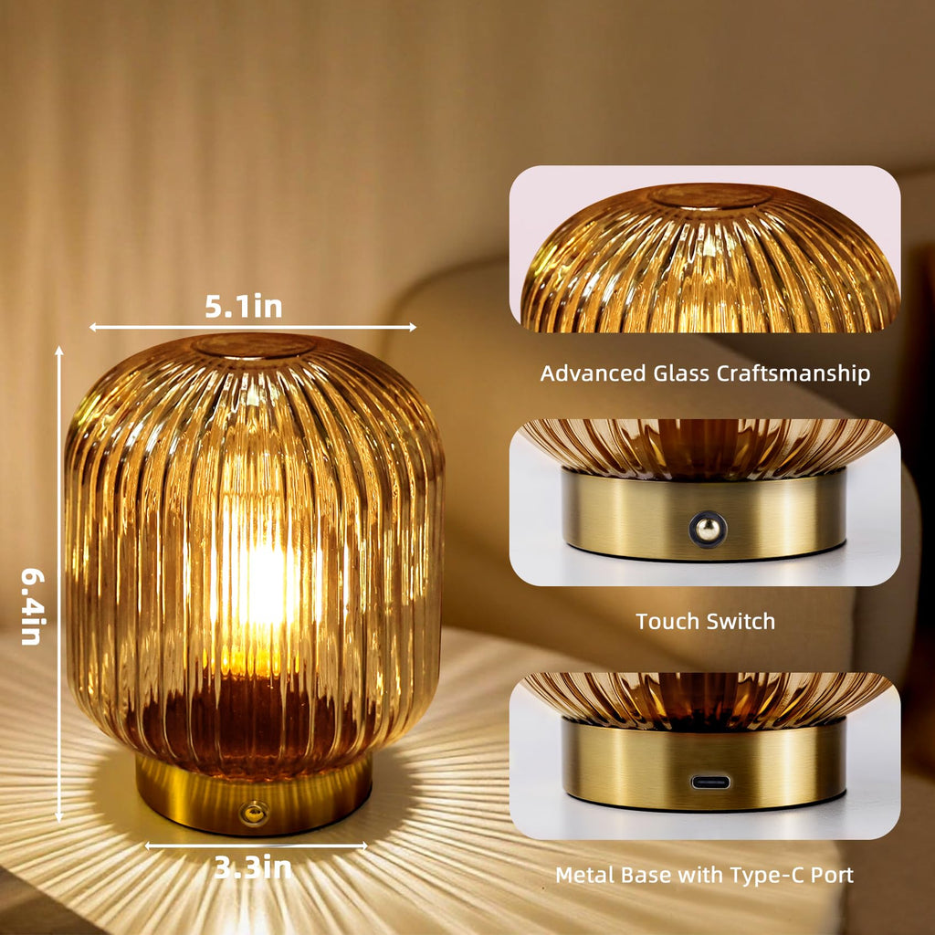 Rechargeable Table Lamp,Cordless Lamp with Memory Function,Amber