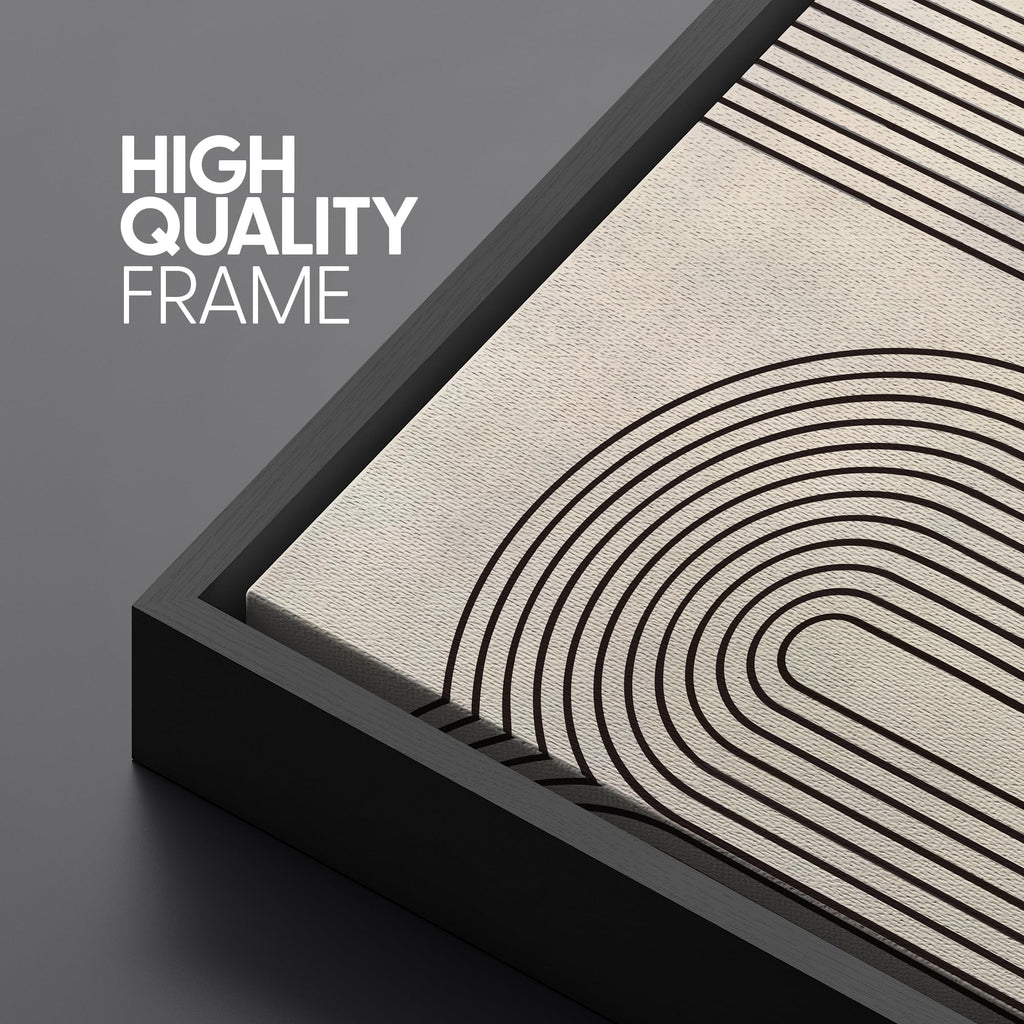 Framed Canvas Print Wall Art Set Duotone Geometric Black & White Polygons Abstract Modern Art Geometric Zen