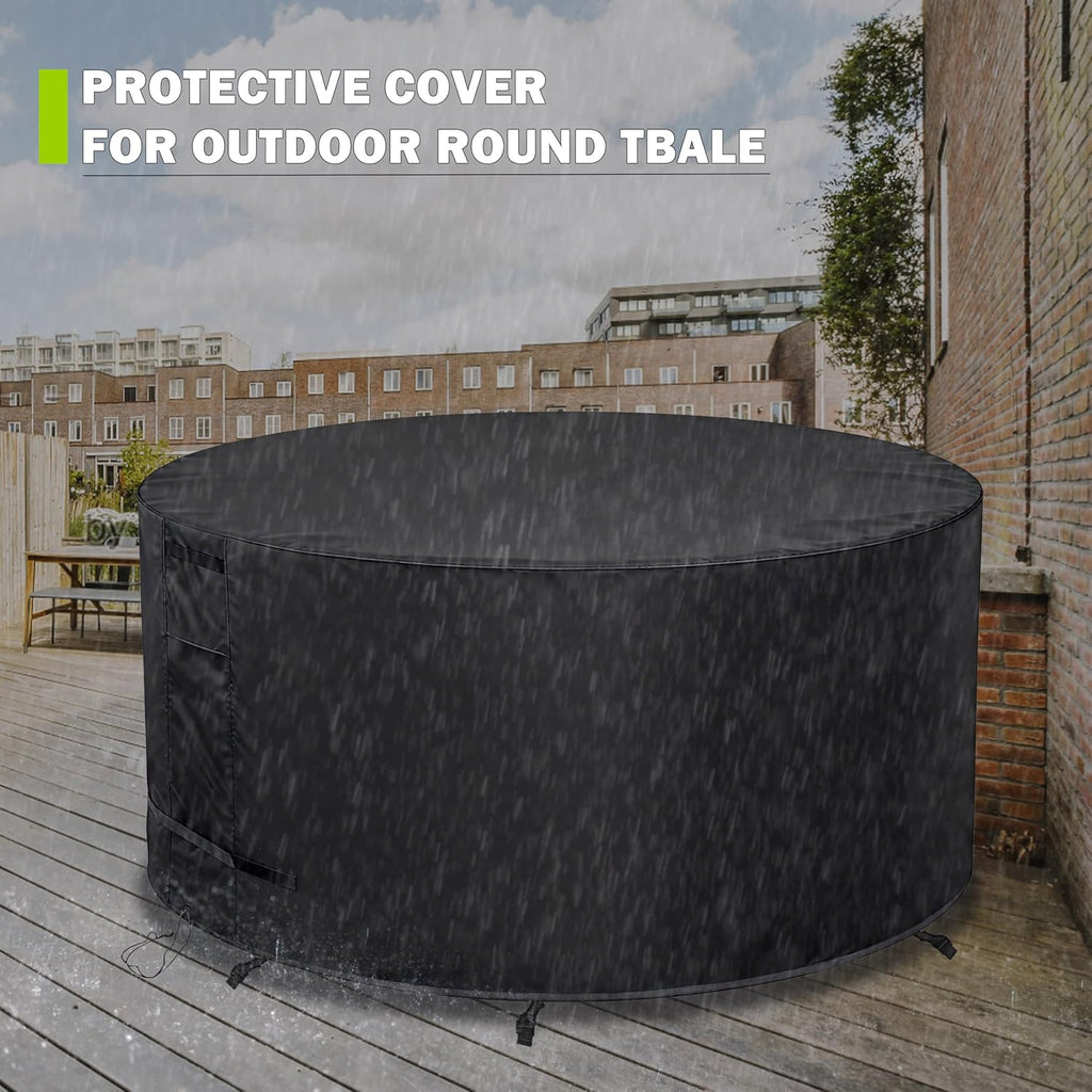 Round Patio Furniture Cover 84" Dia x 44" H Waterproof, Outdoor Round Table Cover for Tall Bar Height Table and