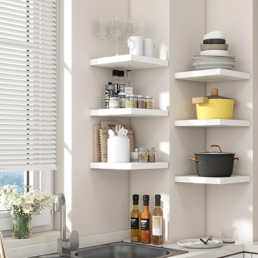 8"x8" Square Floating Shelves for Wall, White Finish, 3-Pack