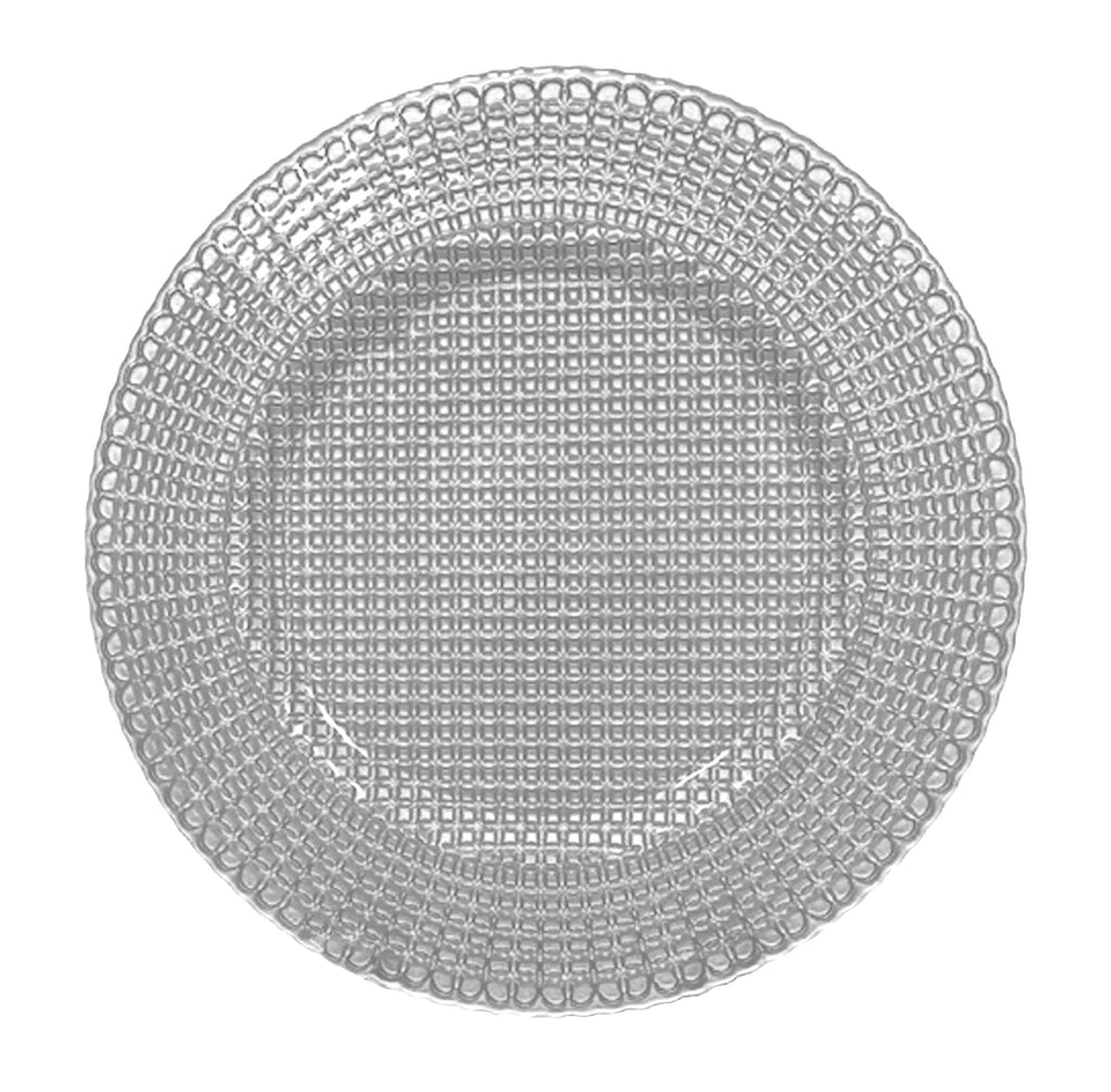 Glass, Charger, Plate, Silver Glass Charger, Set of 6, Beautifully Designed, 12.5" Diameter, Made in Europe