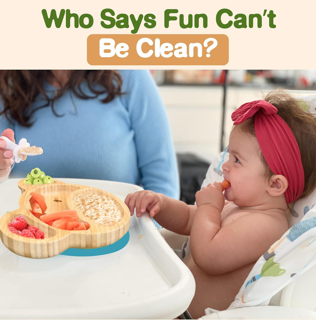 Plates for Kids - Baby & Toddler Plates with Suction for Feeding & Weaning, Eco-Friendly Design Promotes