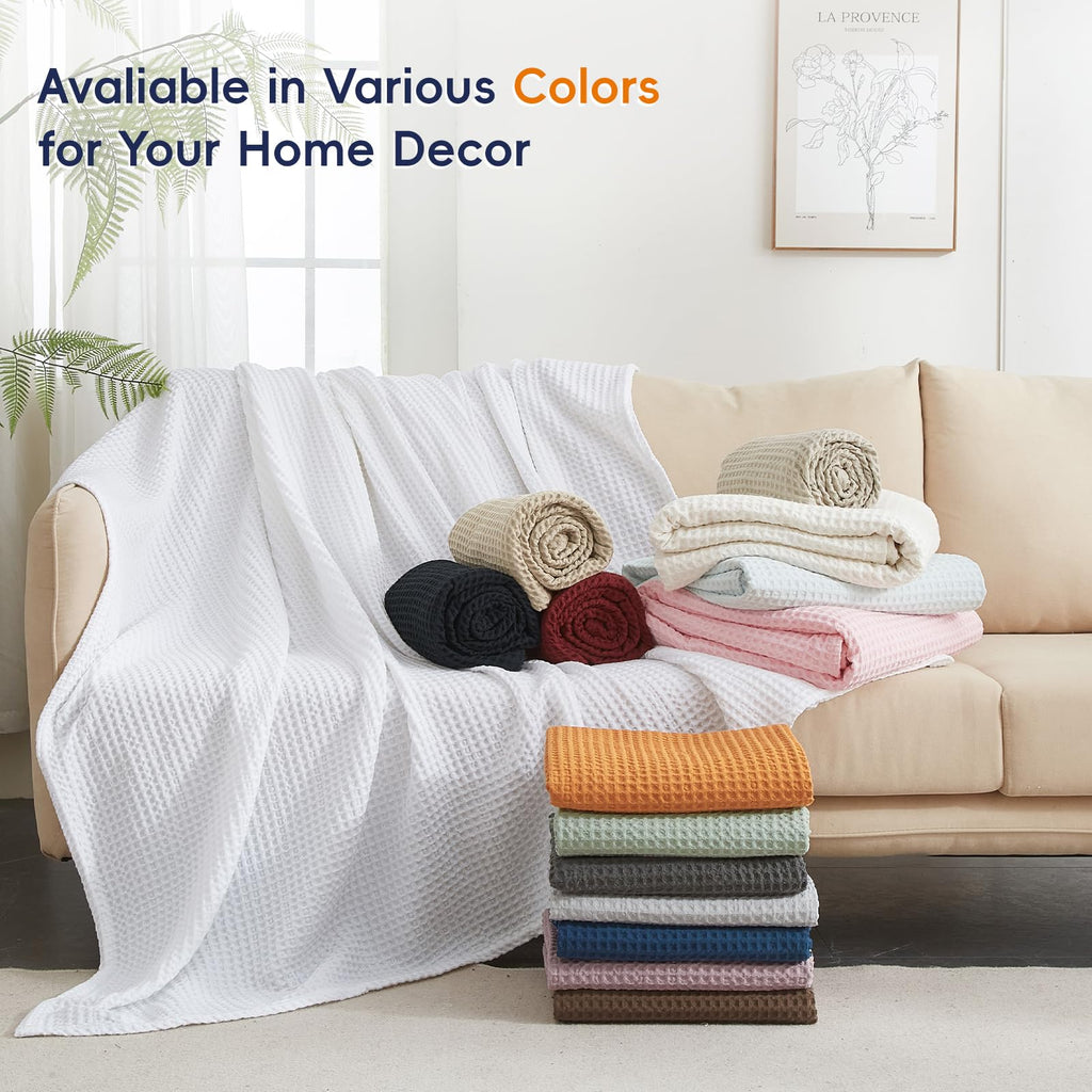 Ultra Soft Waffle Weave Blanket for Bed, 90"* 90", Chocolate