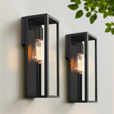 2-Pack Outdoor Wall Lanterns, Exterior Waterproof Wall Sconce with Glass Shades, Matte Black Porch Lights Wall Mounted