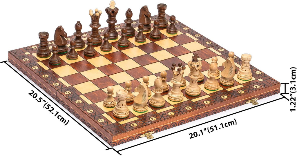 Ambassador Wooden Chess Set, 21.7