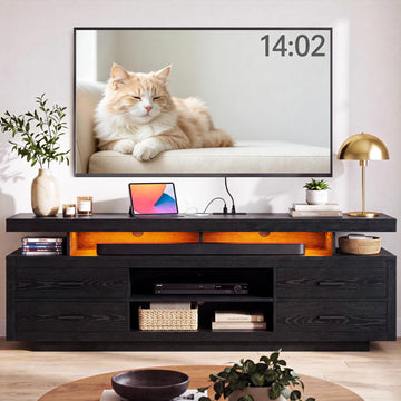 70" TV Stand for TVs up to 80", LED Entertainment Center, Black