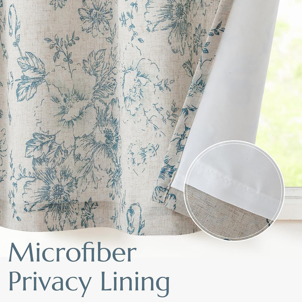 Tie Up Curtain Double Layer Linen Roman Shades Valance Curtain Floral for Bathroom Window Living Room Cafe Farmhouse