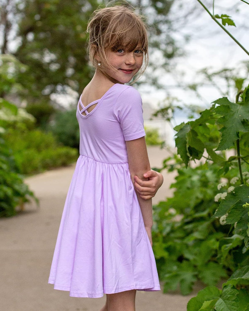 Girls Cotton Short Sleeve Twirl Skater Dress