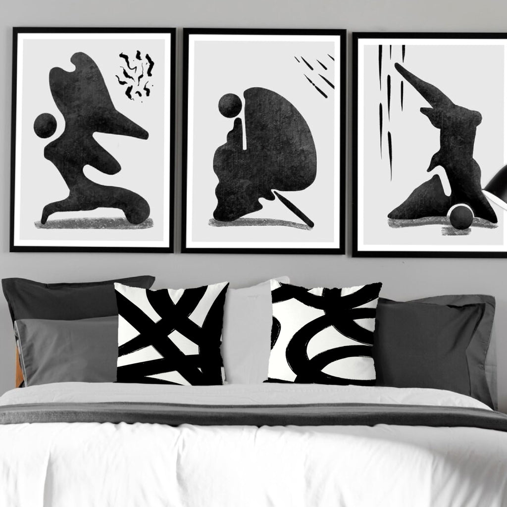 Black and White Throw Pillows Covers 18x18 Decorative Abstract White and Black Pillow Cover Room Decor Sofa Couch Set