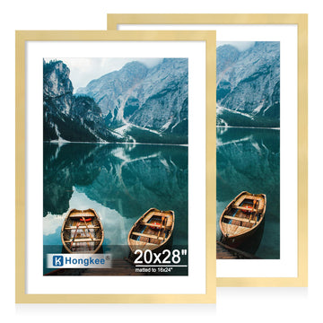 20x28 Picture Frame Set of 2, Gold Wood Style for 16x24 Mat