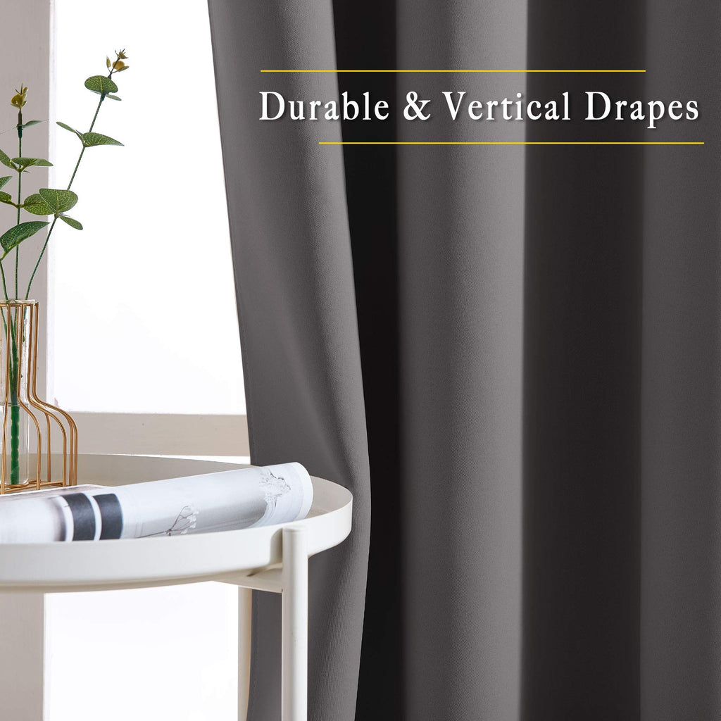 Blackout Curtains Panels - 3 Pass Microfiber Noise Reducing Thermal Insulated Solid Ring Top Blackout Window Drapes