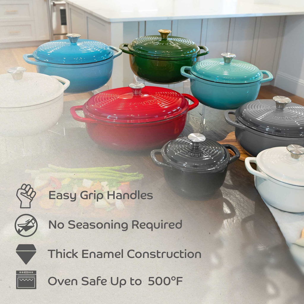 Enameled Cast Iron Dutch Oven with Handle, 4.57 Quarts, Verde Chiaro (Gradient Green) Oven Safe Dutch Oven Pot With