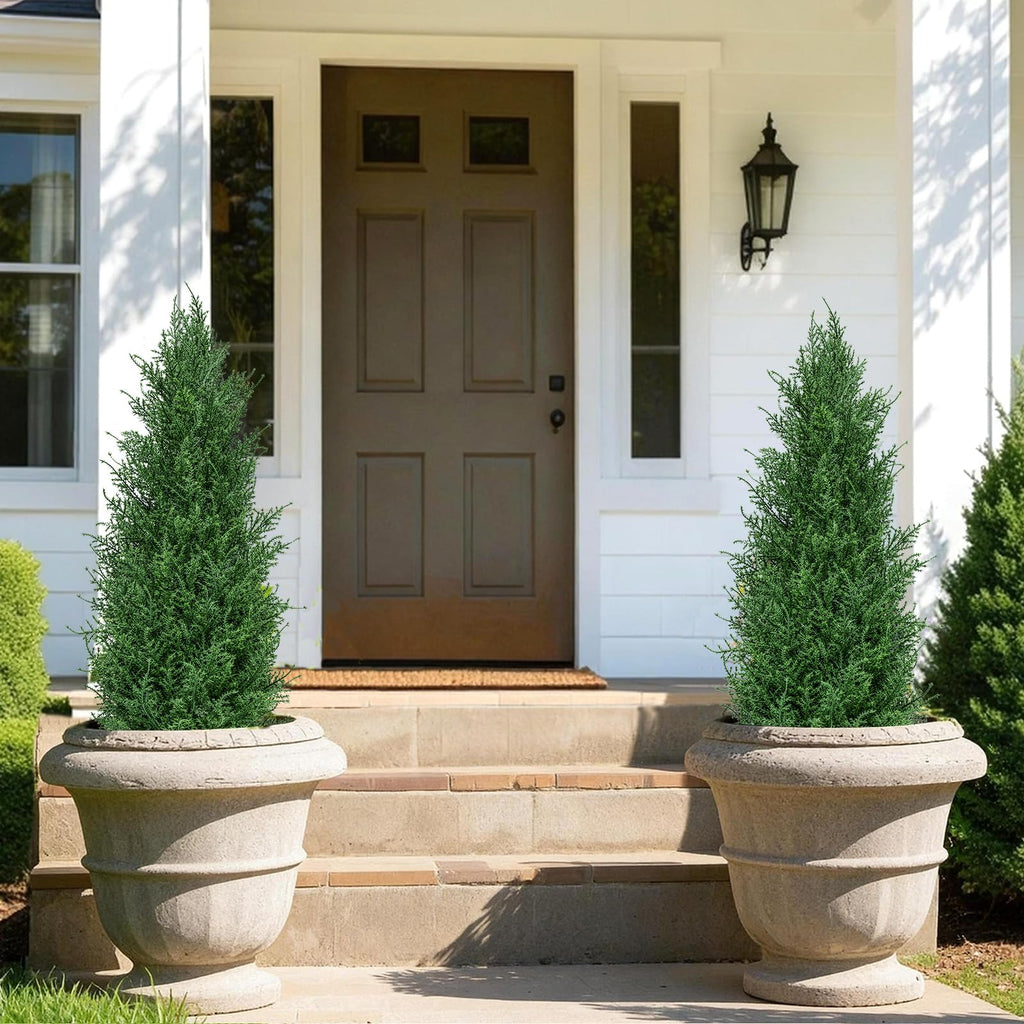 3FT Artificial Cedar Topiary Trees Realistic Fake Plants with Ground Spike