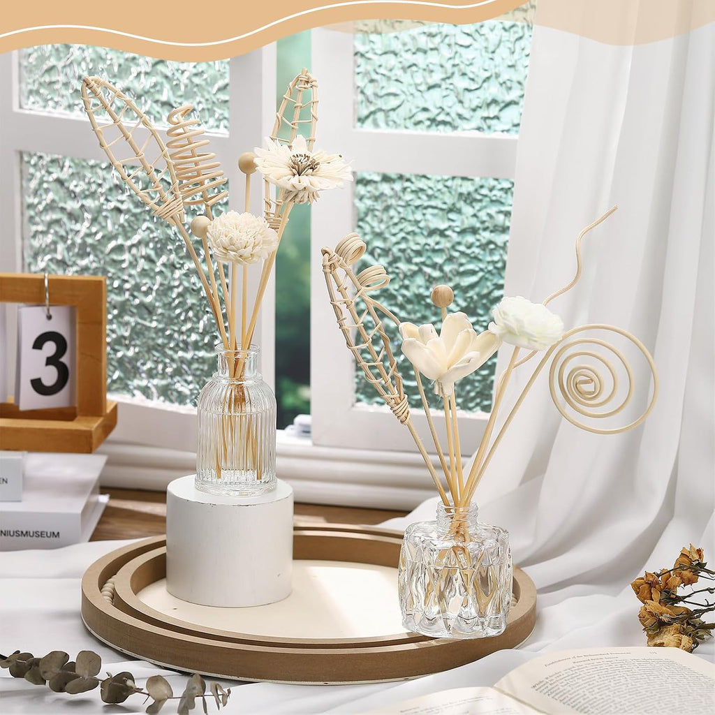 Reed Diffuser Sticks Set Include Natural Rattan Wood Beads, 11 Style Fragrance Diffuser, Rattan Reed - Set of 32