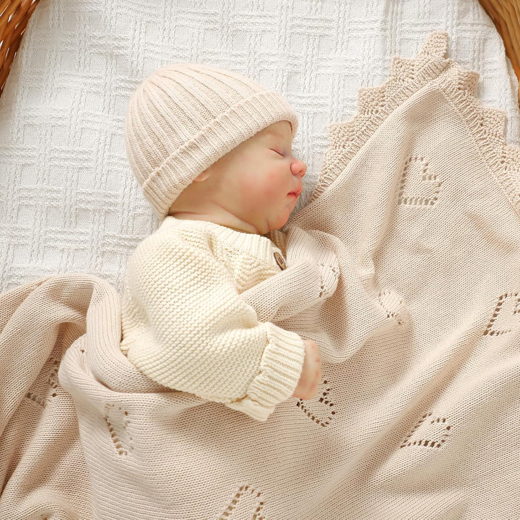 Blanket Cotton Crochet Newborn Neutral Nursery Swaddling Blankets Knit