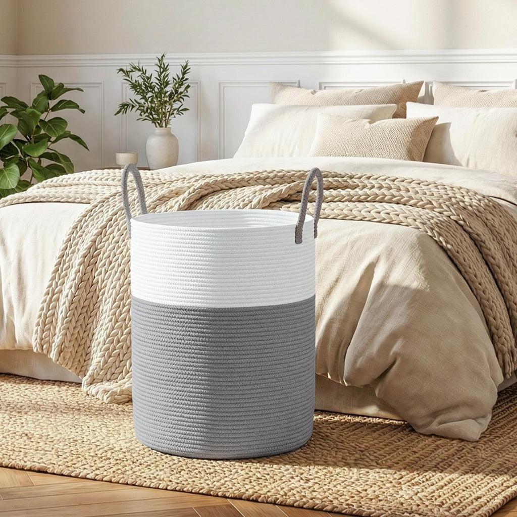 60L Nursery Hamper Laundry Basket Laundry Hamper Grey/White