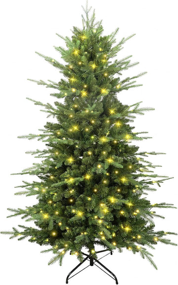 7 FT Prelit Aspen Fir Christmas Tree, Blue Spruce Xmas Tree | Blue Spruce Slim Pencil Xmas Tree PE & PVC Mixed Branch