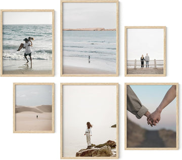Natural Wood Picture Frames - Set of 6 Frame Sets for Wall Collage, Gallery Wall Frame Set Assorted, Picture Frame