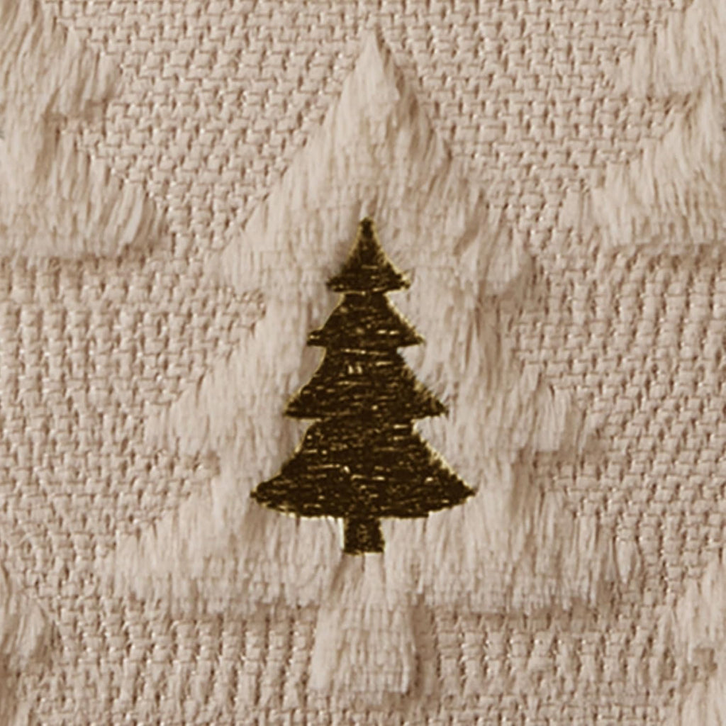 Christmas Pillow Covers 20x20 Beige Brown Xmas Tree Pillow Covers Soft Plush Faux Fur Christmas Decorations - Set of 2