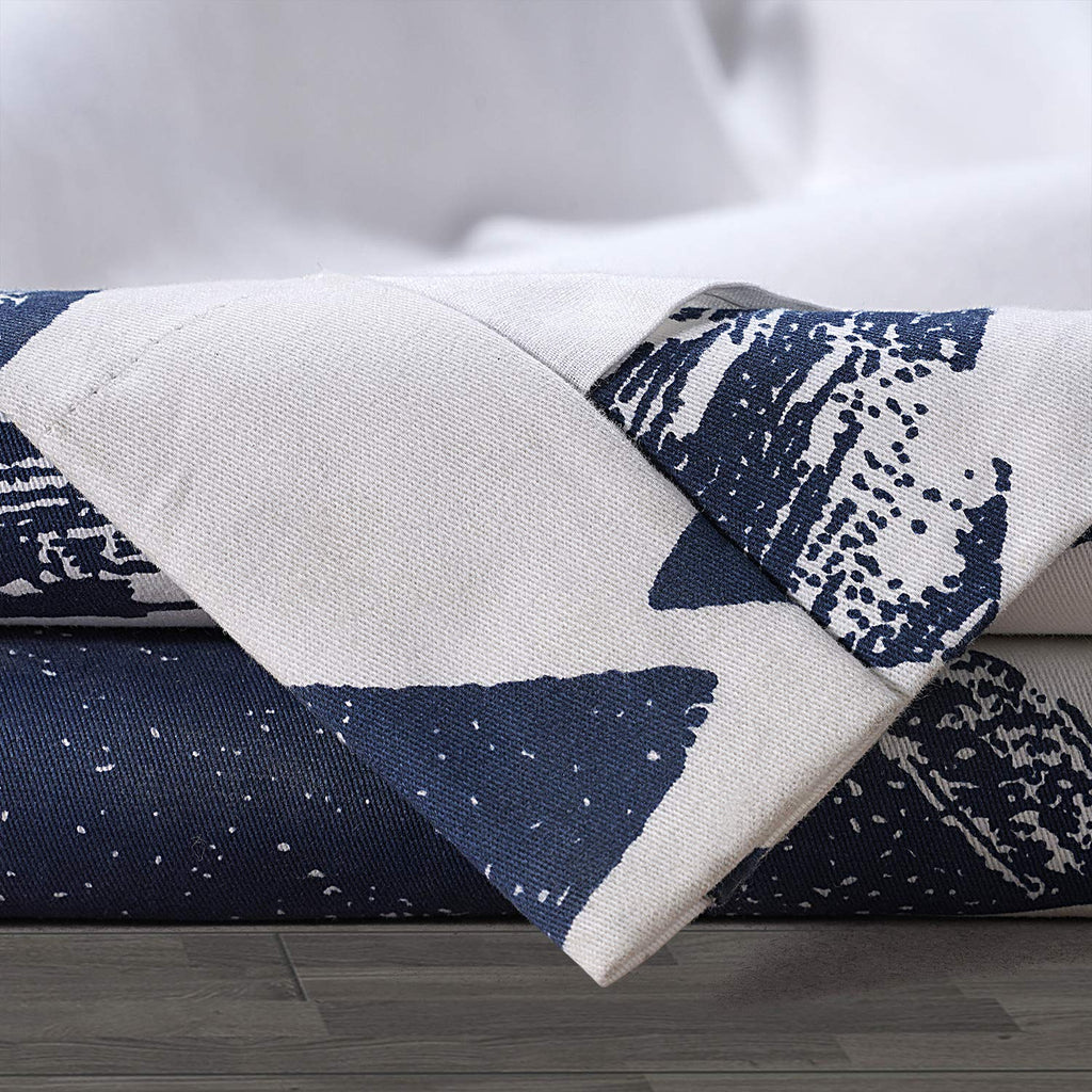 Modern Triangular Geometric Printed Curtains Cotton Curtains 120 Inches Long (1 Panel) Room Darkening Curtains, 50W