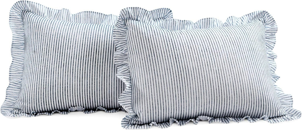 Stripe Bedspread King 3 Piece Set Navy - Ruffle Bedding Set King Bedspreads - Striped Bedding - Farmhouse &