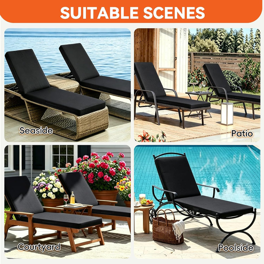 Chaise Lounge Cushions Outdoor Waterproof and Fade Resistant 72x21x3 Inch Lounge Cushions for Outdoor Patio Chair