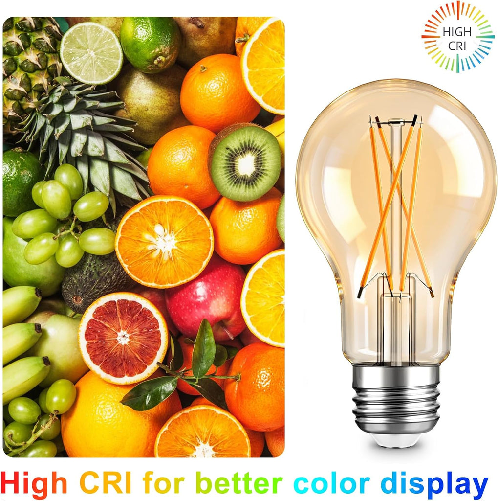 A19 LED Edison Light Bulb, E26 Dimmable Bulb, 60W Equivalent