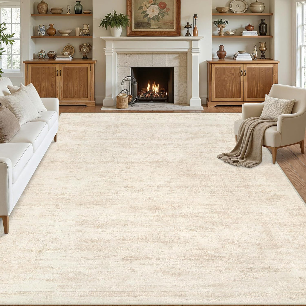 Area Rugs 9x12 Living Room: Vintage Boho Neutral Washable Rug Indoor Soft Large Area Rug Carpet