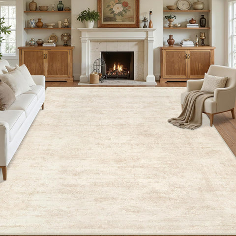 Area Rugs 9x12 Living Room: Vintage Boho Neutral Washable Rug Indoor Soft Large Area Rug Carpet