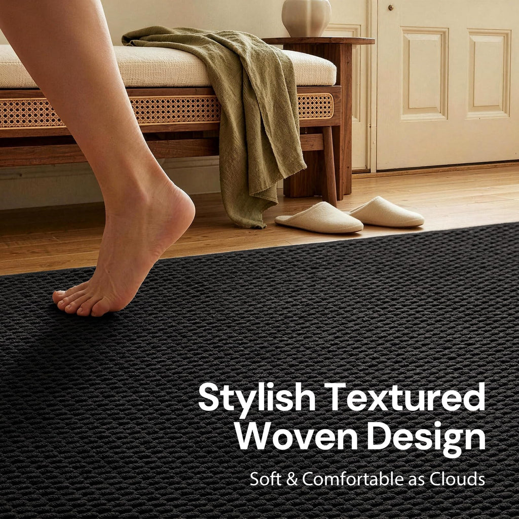 Runner Rug with Non Slip Rubber Backing Black