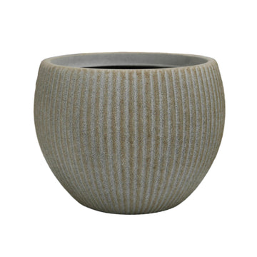 10.2"Dia x 7.8"H Modern Ribbed Plastic Round Planter Pot without Drain
