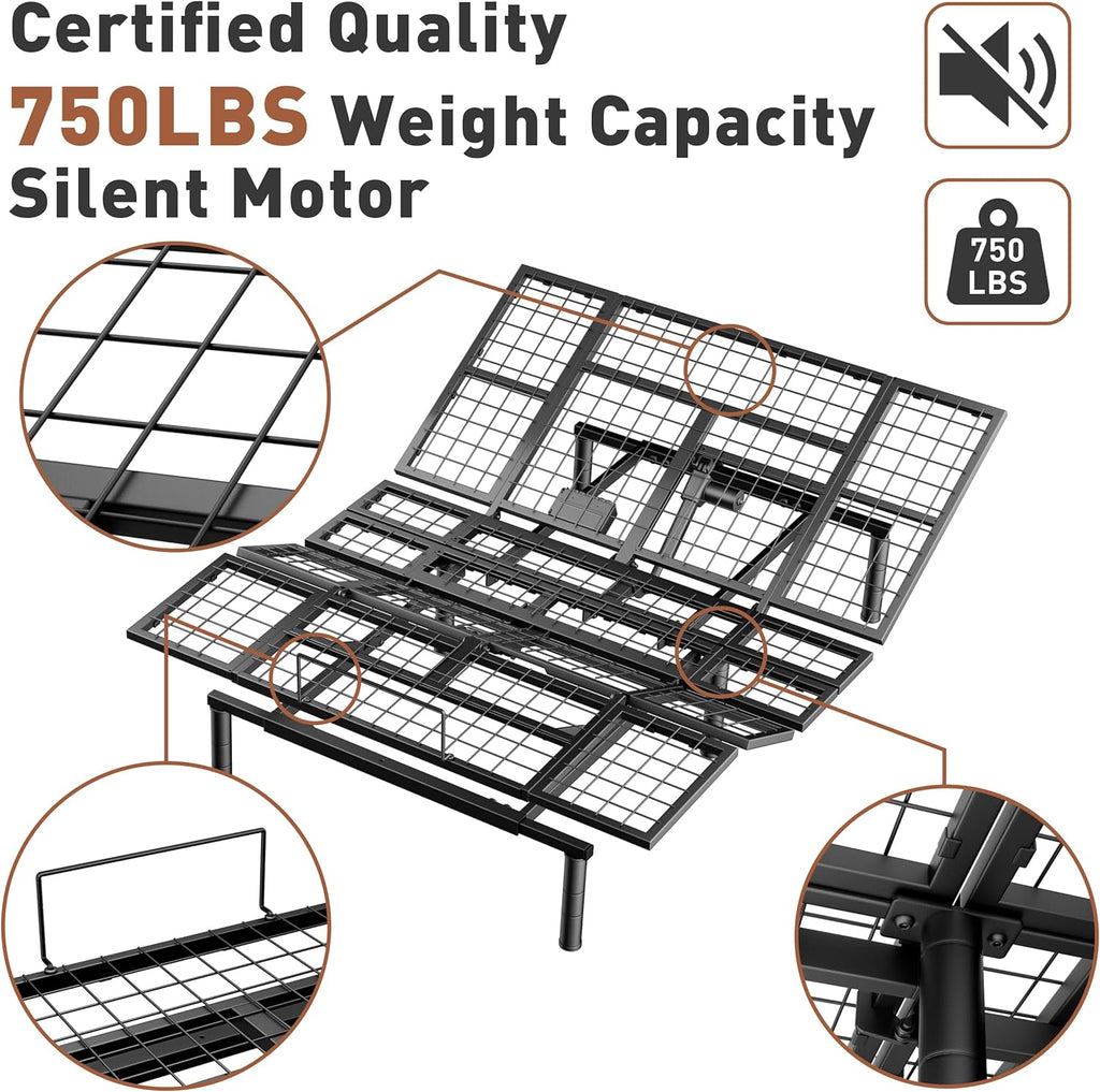 Patented King Adjustable Bed Frame Wireless Remote