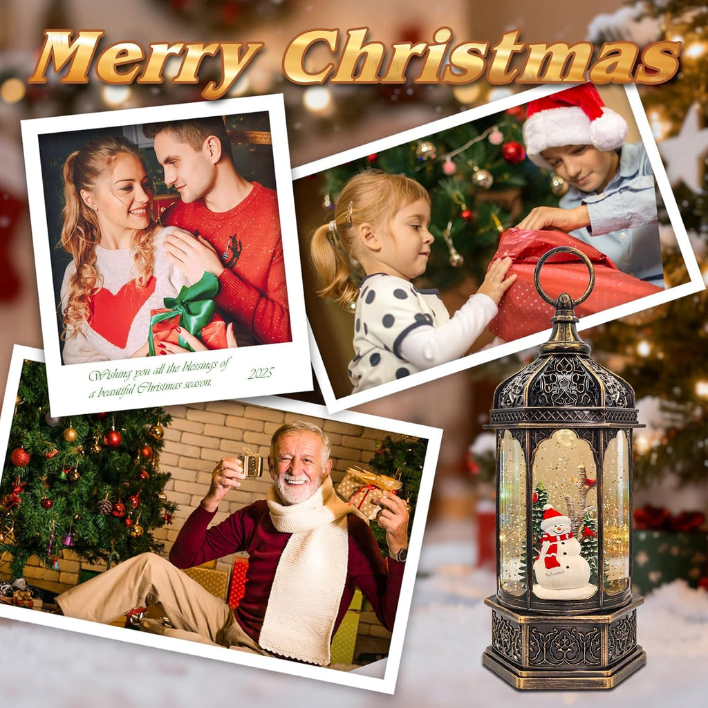Large Snowman Snow Globe, Cardinal Christmas Tree, Lighted Snow Globes Lantern, Musical&LED Lights, 8 Classic Songs