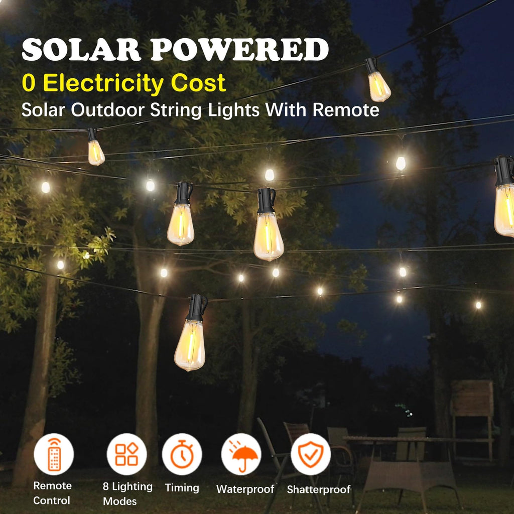 Solar String Lights Remote Weatherproof ST38 LED Backyard