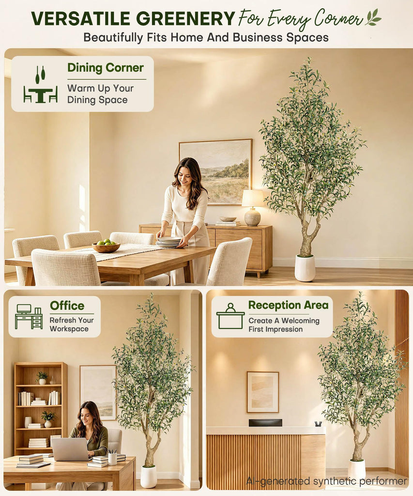8ft Artificial Olive Tree: Large Lifelike Plant