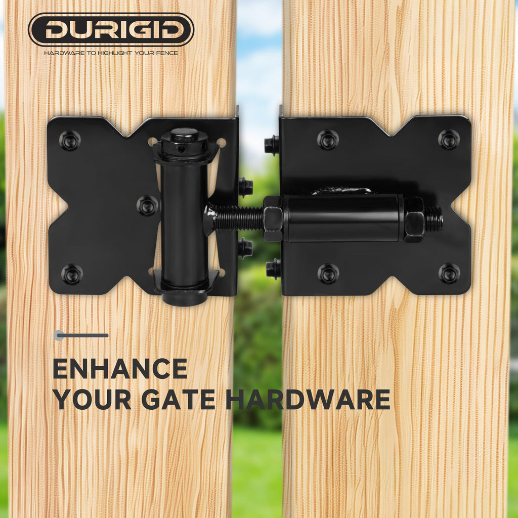 Self Closing Gate Hinges, Gate Hinge Heavy Duty, Spring Loaded Gate Hinges for Vinyl/Wood Fence/Steal Gate