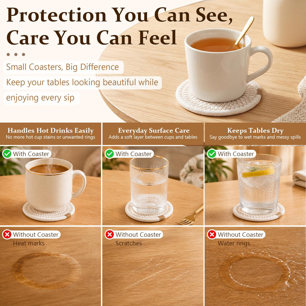 8 Pcs Coasters with Holder for Beer, Coffee -Christmas Mixed Color