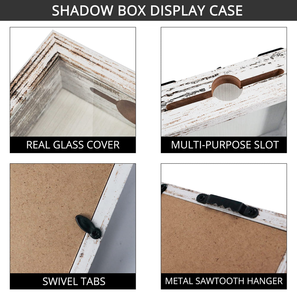8x10 Top Loading Shadow Box Frame with HD Glass, Wood Display Case with Slot, 1.25 inches Interior Depth, Ideal for Wine
