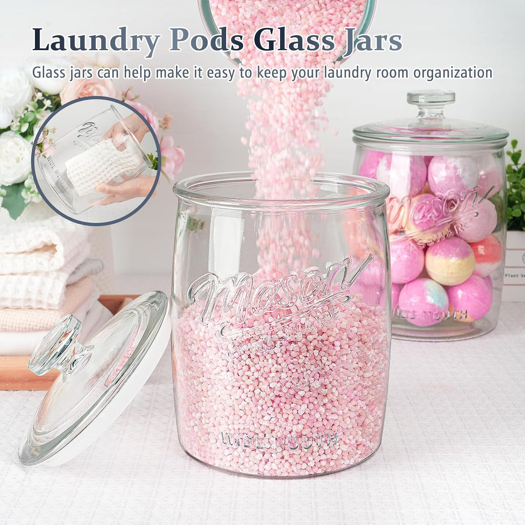 Gallon Glass Cookie Jar with Airtight Lid, 2 Pack - Set of 2